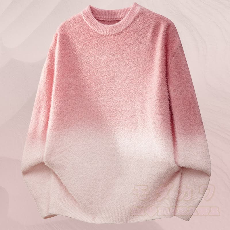 Gradient Knit Sweater Denim Pants Two Pieces - Pink Sweater - 3XL - image 7