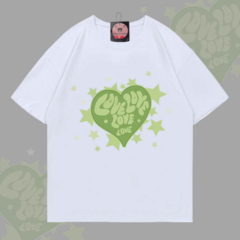 MODAKAWA Star Heart Graphic T-shirt - White - 5XL - image 2