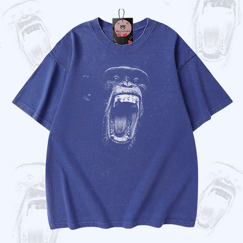 Roaring Ape Graphic Modakawa Unisex Vintage Washed T-shirt - Blue - 5XL - image 2