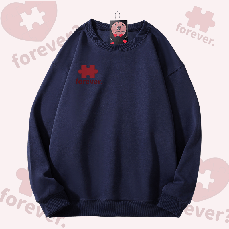 MODAKAWA FOREVER Puzzle Heart Graphic Unisex Sweatshirt - Purplish Blue - 5XL - image 5