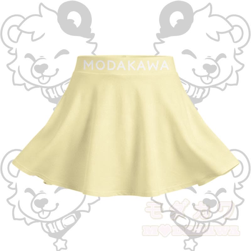 MODAKAWA X popipeko Bear Graphic Crop Tank Sport Top Skirt Matching Outfit - Yellow Skirt - 2XL - image 9