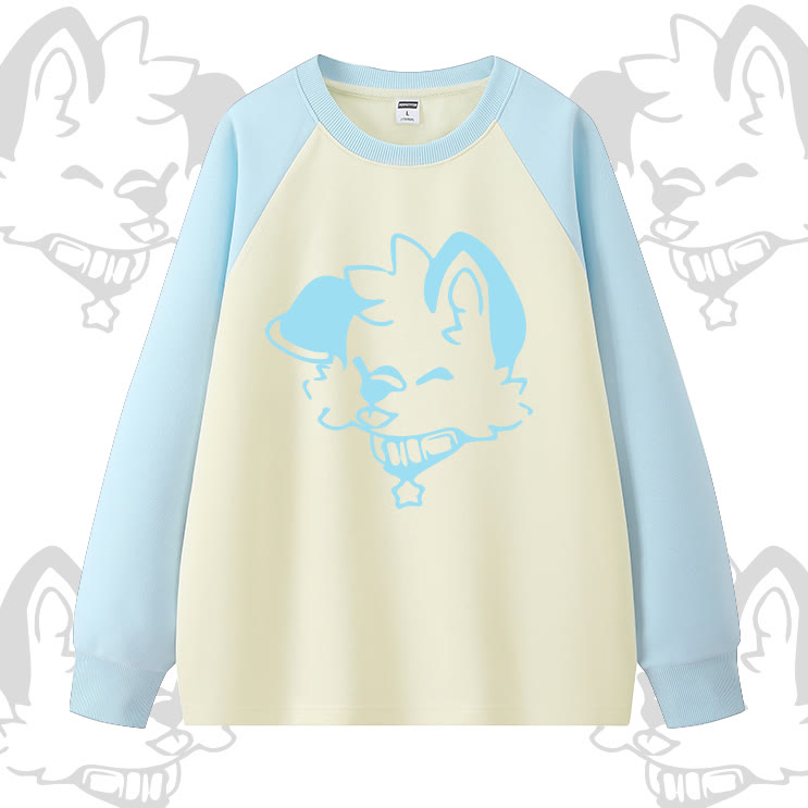 MODAKAWA x Popipeko Dog Print Colorblock Collaboration Sweatshirt - Blue - 5XL - image 5