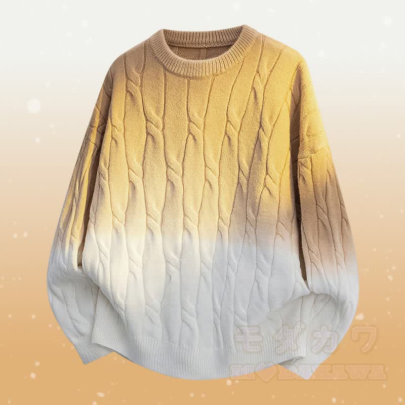 Gradient Knit Sweater Pocket Pants Two Pieces - Khaki Sweater - 3XL - image 9