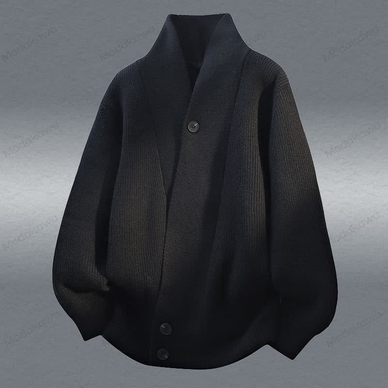 Knit Cardigan Sweater Corduroy Pants Two Pieces - Black Sweater - 4XL - image 9