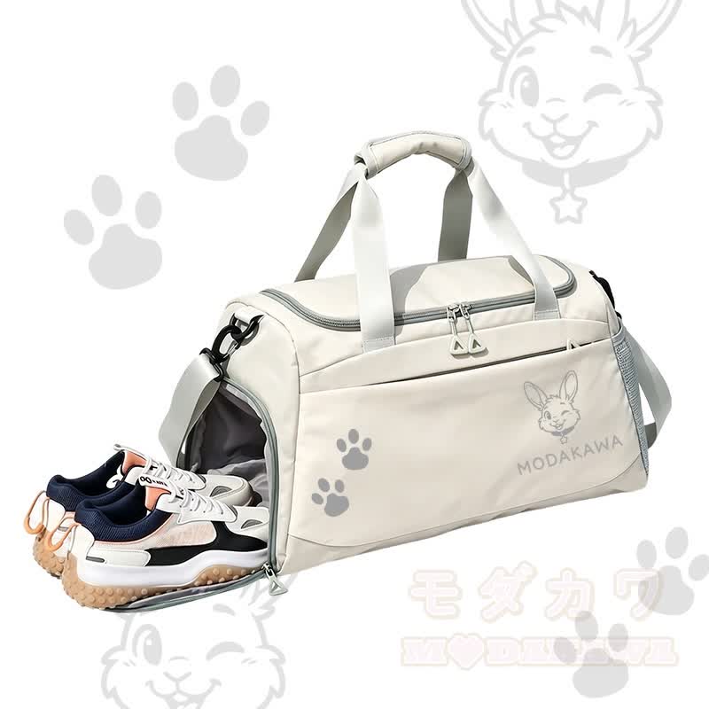 Bunny Graphic Modakawa Large Capacity Sports Gym Duffel Bag - White - 55*28*26 cm - image 5