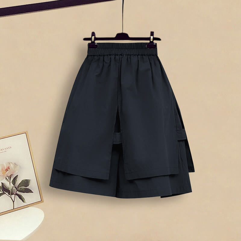 Vintage Buckle Tassels Top Loose Shorts Two Pieces Set - image 5