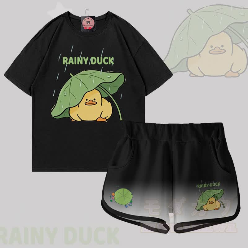 RAINY DUCK Graphic 100% Cotton T-shirt Gradient Shorts Modakawa Matching Outfit - Set C - 5XL - image 3