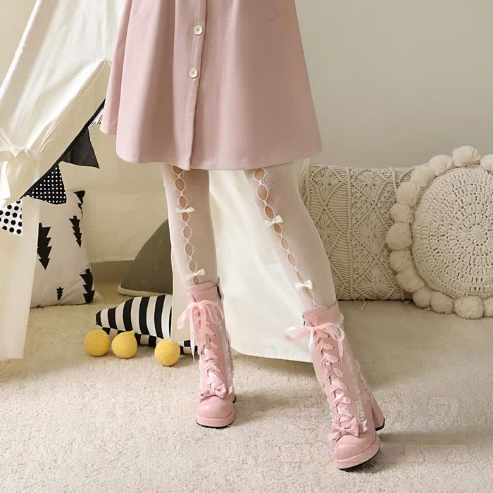 Chic Ruffle Bow Platform Lolita Boots - image 2