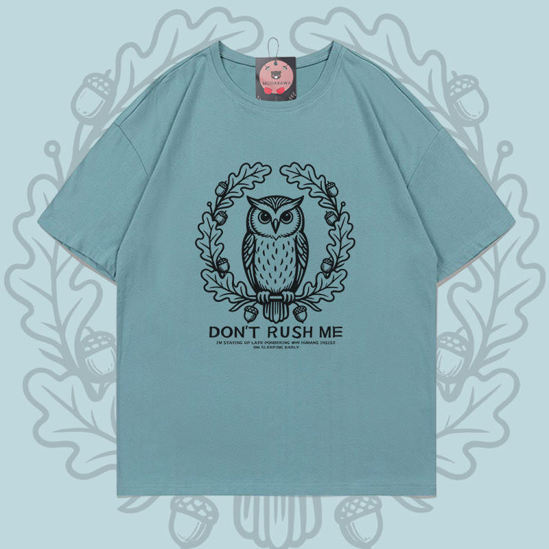 Wise Owl Graphic Modakawa 100% Cotton T-shirt - Mineral Green - 5XL - image 4