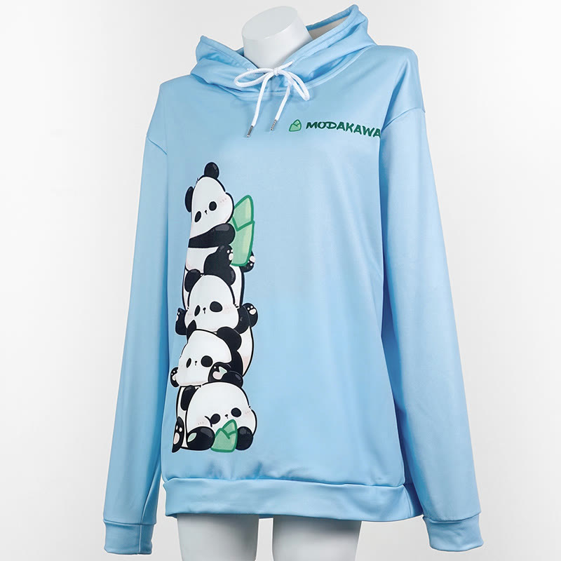 Stacked Panda Letter Print Modakawa Loose Hoodie - image 5