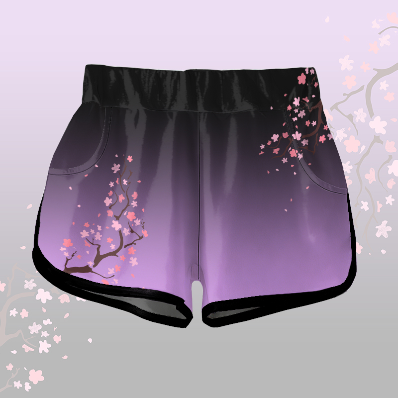 Sakura Graphic Modakawa Gradient Shorts - Purple - 5XL - image 3
