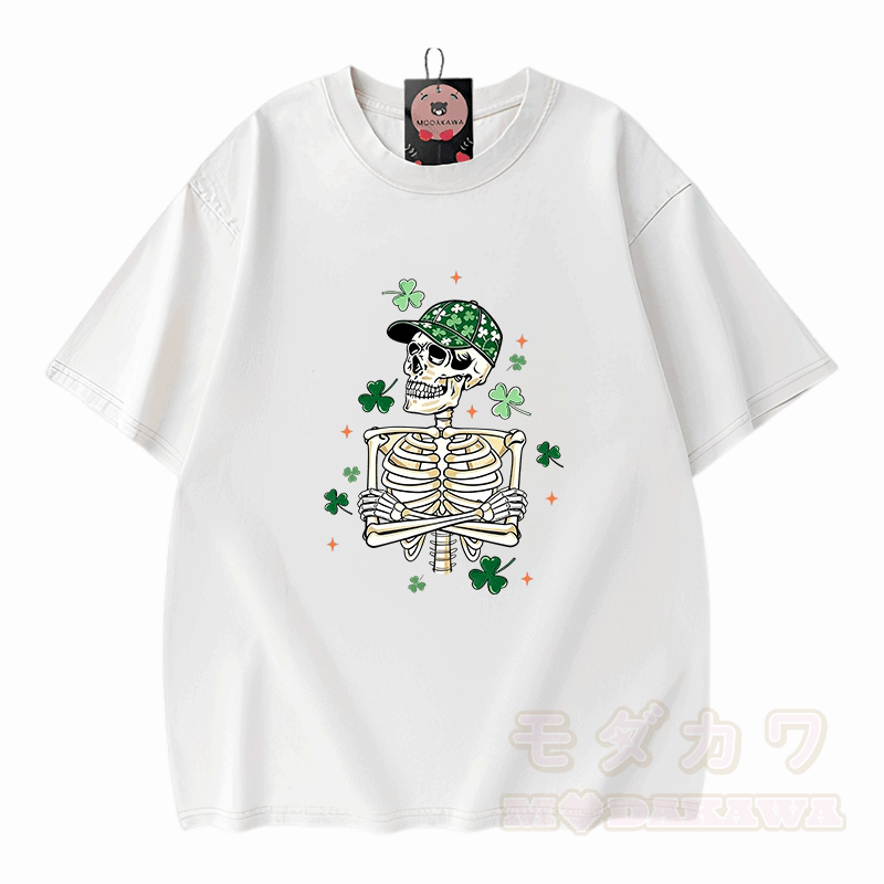 St. Patrick's Day Graphic Modakawa Vintage Washed 100% Cotton T-shirt - White - 5XL - image 3