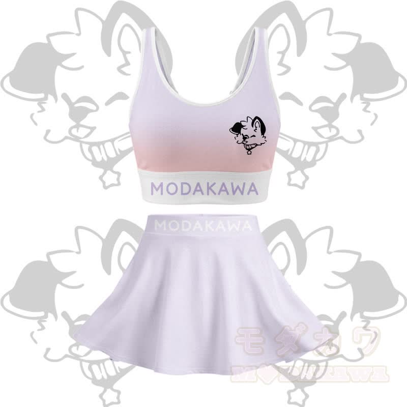 MODAKAWA X popipeko Puppy Graphic Modakawa Crop Tank Sport Top Skirt Matching Outfit - Purple Set - 2XL - image 15