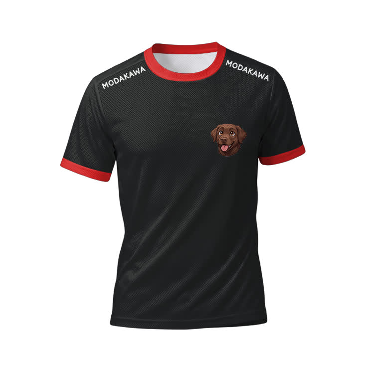Labrador Graphic Sports T-shirt Drawstring Shorts Modakawa Matching Outfit - Red Top - 5XL - image 5