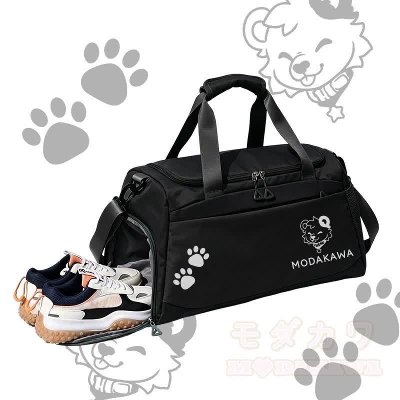 MODAKAWA X popipeko Puppy Graphic Large Capacity Sports Gym Duffel Bag - Black - 55*28*26 cm - image 6