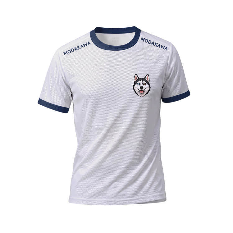 Husky Dog Graphic Sports T-shirt Drawstring Shorts Modakawa Matching Outfit - White Top - 5XL - image 5