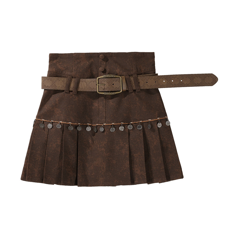 Vintage Fringe Cape Long Sleeve Top Belt Skirt Matching Outfit - Skirt + Belt - One Size - image 8