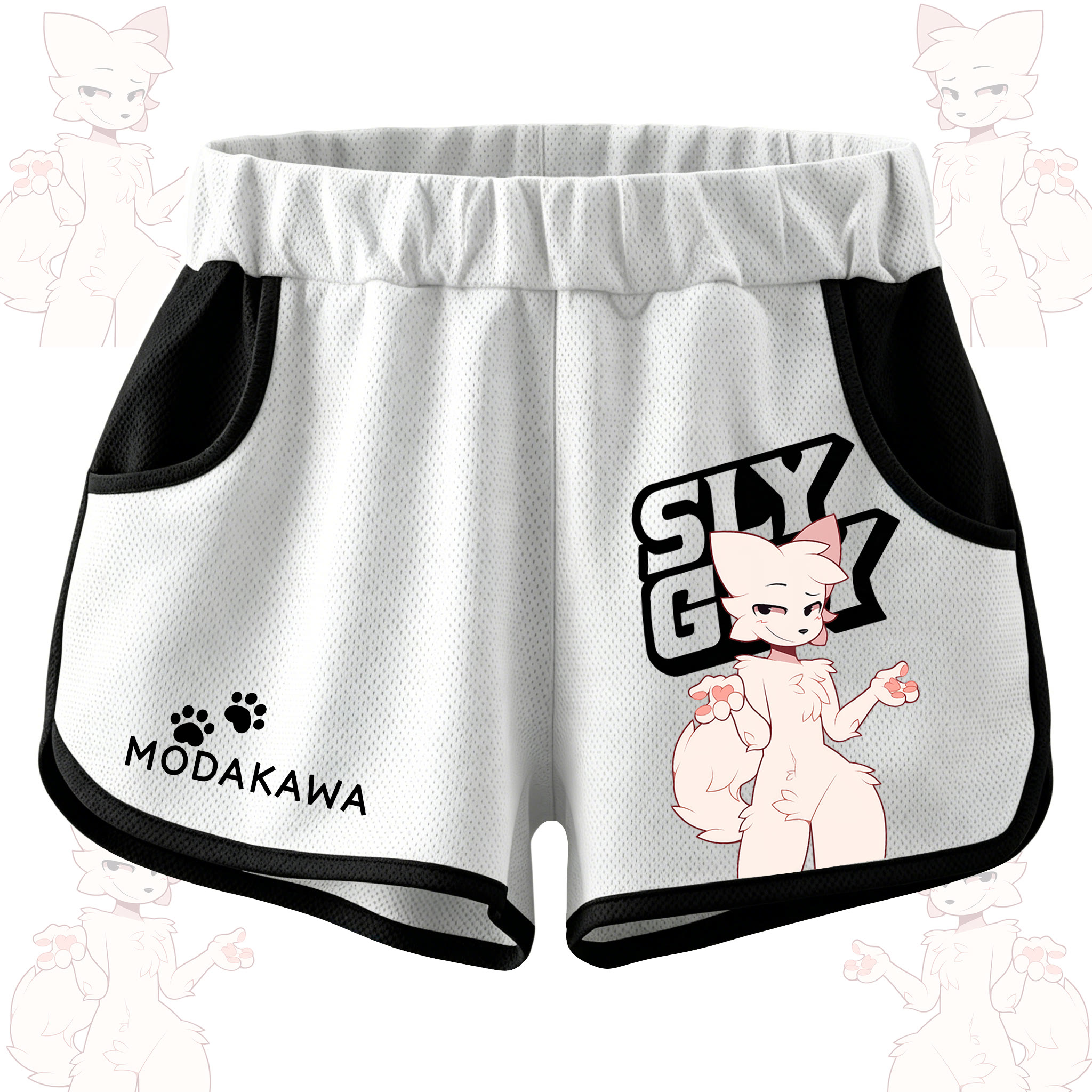 MODAKAWA X zarckets SLY GUY Anime Fox Print Casual Shorts - Black - 5XL - image 4