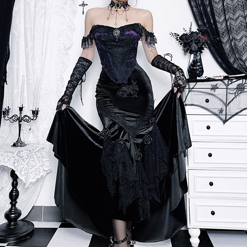 Dark Gothic Mermaid Midi Skirt - image 3