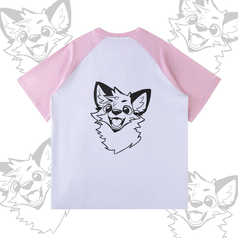 MODAKAWA X atka Happy Fox Graphic Color Block Pocket T-shirt Shorts Matching Outfit - White & Pink T-shirt - XL - image 6