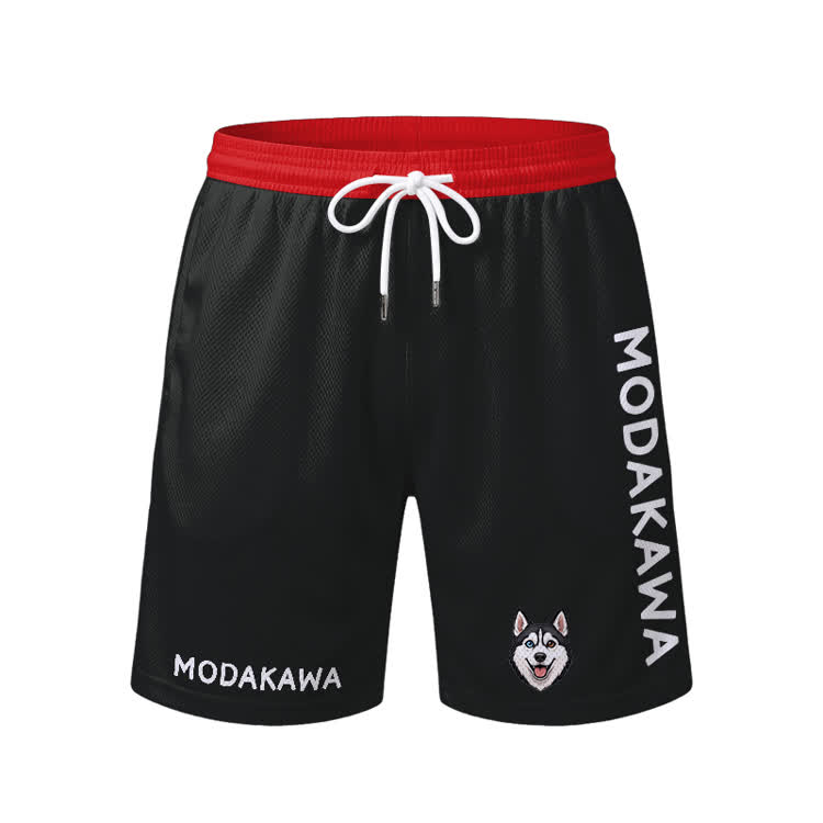 Husky Dog Graphic Sports T-shirt Drawstring Shorts Modakawa Matching Outfit - Red Shorts - 5XL - image 7