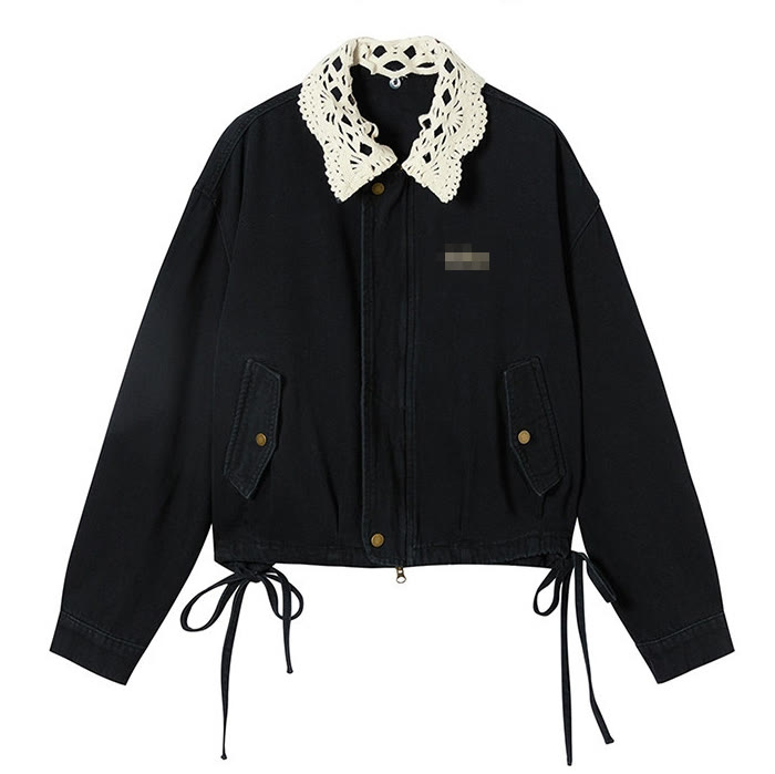 Vintage Ruffled Collar Jacket - Black - XL - image 6