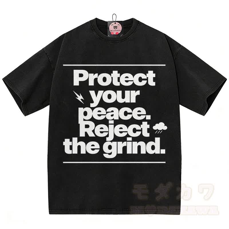 OVERWORKED OVERWHELMED Graphic Modakawa Vintage Washed 100% Cotton T-shirt - Black C - 5XL - image 3