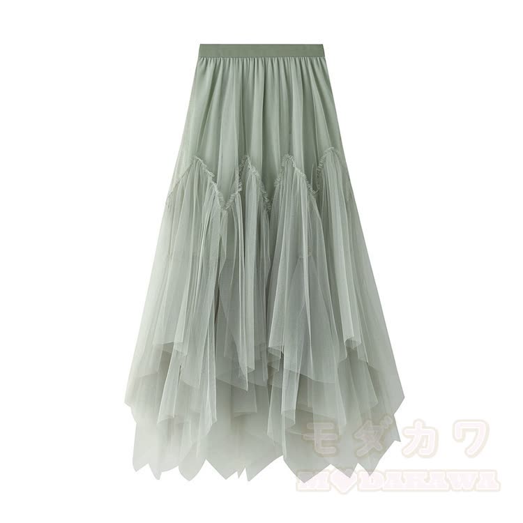 MEOW Kitty Graphic Modakawa Off Shoulder Top & Layered Mesh Maxi Skirt - Green Skirt - One Size - image 12