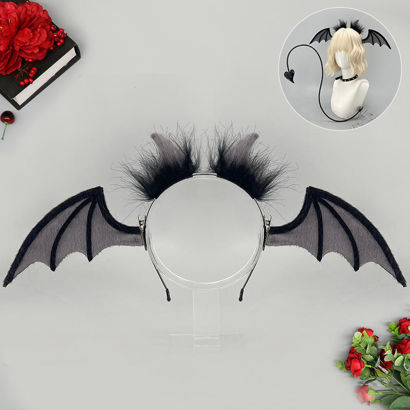 Halloween Devil Animal Ears Headband and Tail - Grey Headband - One Size - image 4