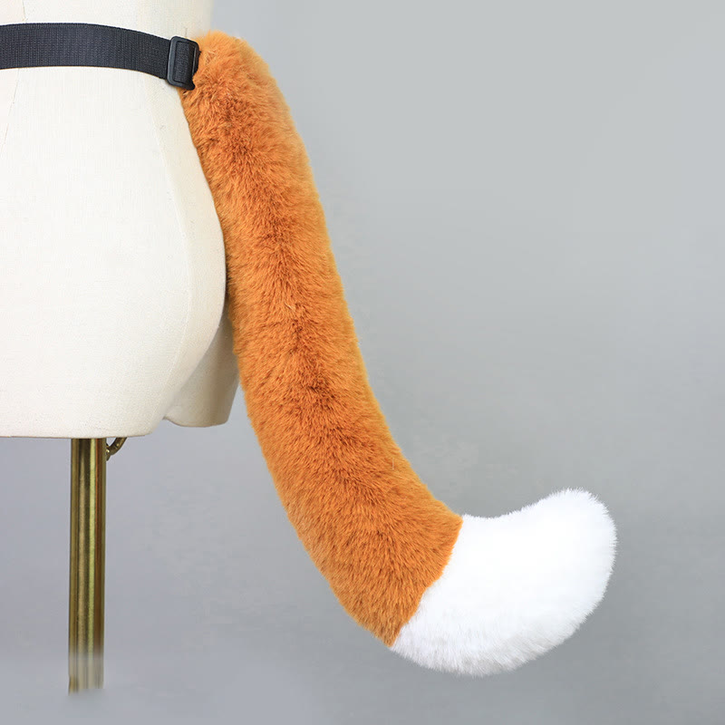 Halloween Furry Bow Animal Ears Headband and Tail - Camel & White Fox Tail - One Size - image 55