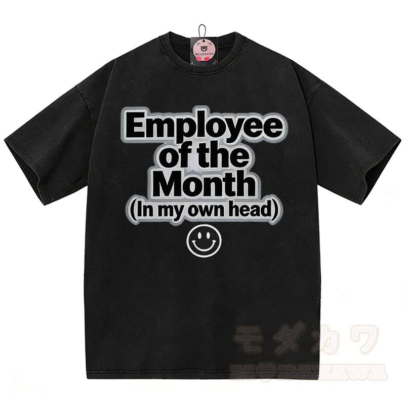 OVERWORKED OVERWHELMED Graphic Modakawa Vintage Washed 100% Cotton T-shirt - Black I - 5XL - image 9