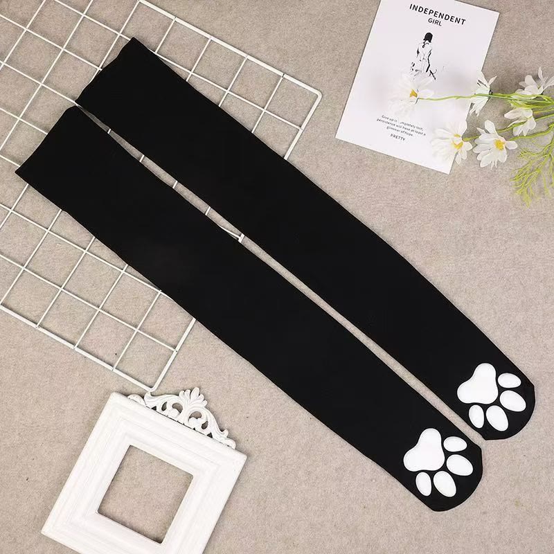 3D Cat Paw Pad Thigh High Socks - image 13
