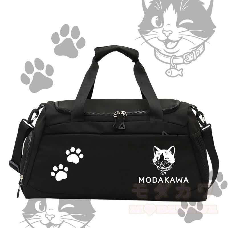 Cat Graphic Modakawa Large Capacity Sports Gym Duffel Bag - Black - 55*28*26 cm - image 6