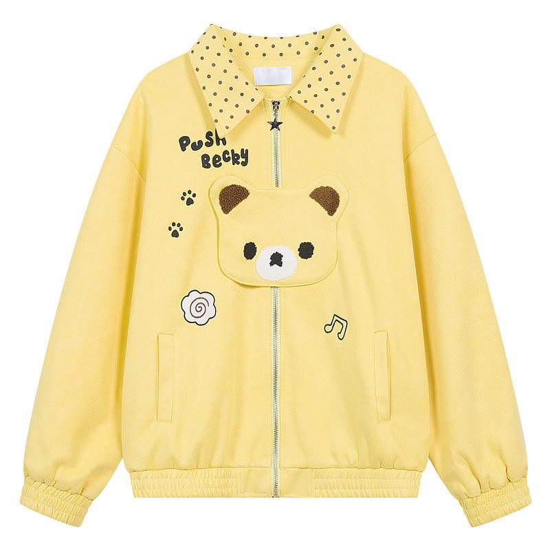 Polka Dot Teddy Bear Jacket and Lace Skirt Two Pieces Set - Yellow Top - L - image 12