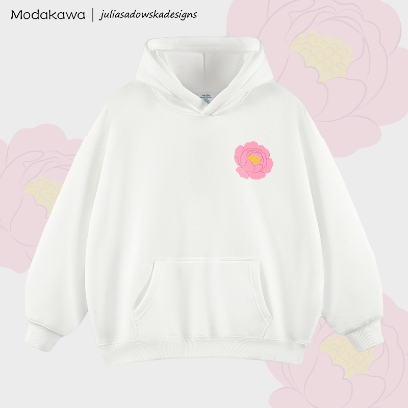 MODAKAWA X juliasadowskadesigns Peony Graphic Fleece-Lined Hoodie - White - 2XL - image 3