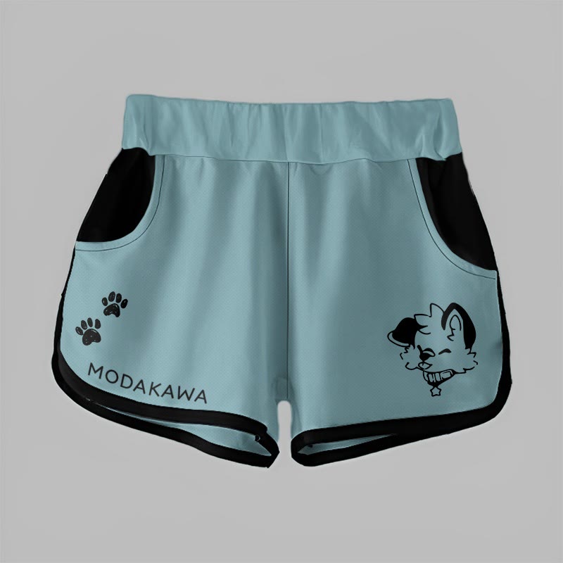 MODAKAWA X popipeko Gradient Puppy Print Casual Shorts - Teal - 5XL - image 9