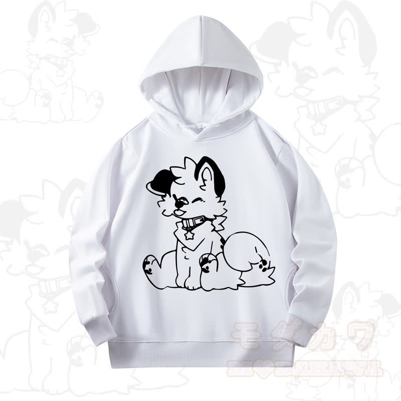 MODAKAWA X Popipeko Cute Dog Print Long Sleeve Hooded Sweatshirt - White - 4XL - image 10