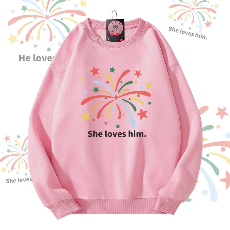 MODAKAWA Fireworks Graphic Unisex Sweatshirt - Pink - 5XL - image 9