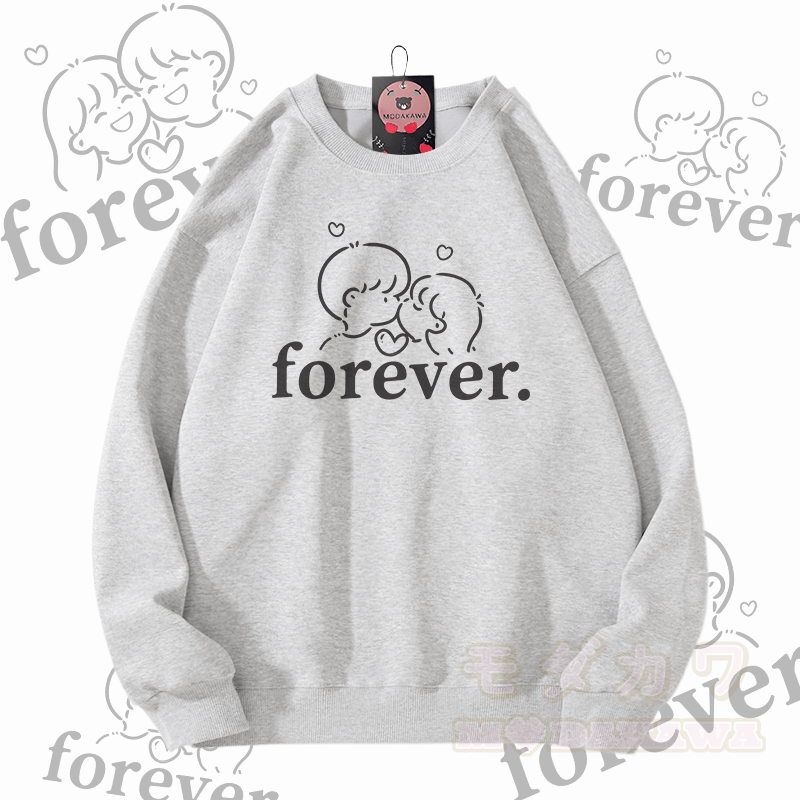 MODAKAWA FOREVER Couple Graphic Unisex Sweatshirt - Grey - 5XL - image 6