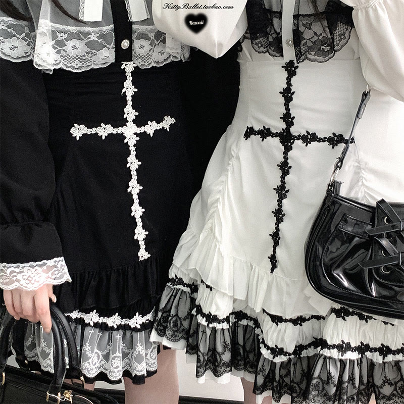 Cross Lace Flounce Skirt - image 7