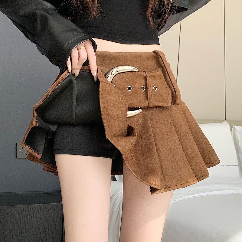 Vintage Suede Belted Skirt - image 7