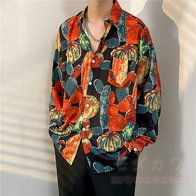 Men's Vintage Print Long Sleeve Button-Up Shirt - Multicolor AF - 3XL - image 33