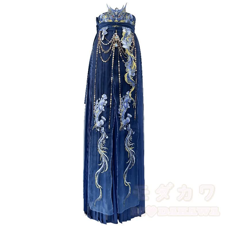 Vintage Sheer Sleeve Top Embroidered Dress Flowing Shawl Waist Chain Matching Outfit - Dress + Waist Chain - XL - image 3