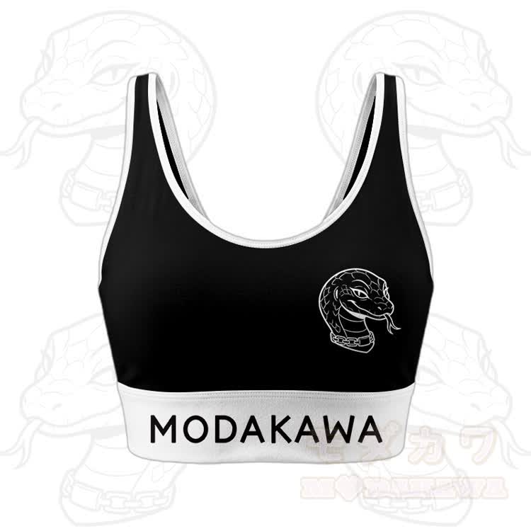 Snake Graphic Crop Tank Sport Top Shorts Modakawa Matching Outfit - Black Top - 5XL - image 5