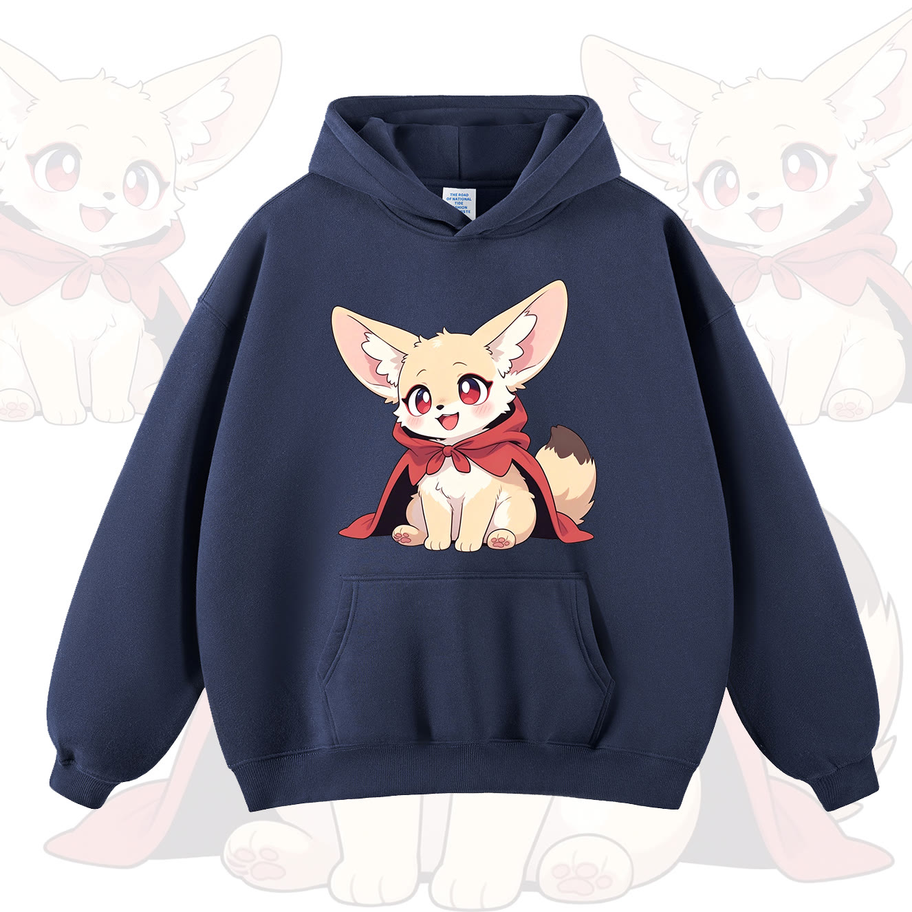 MODAKAWA Cute Fox Print Hoodie - Navy Blue - 2XL - image 4