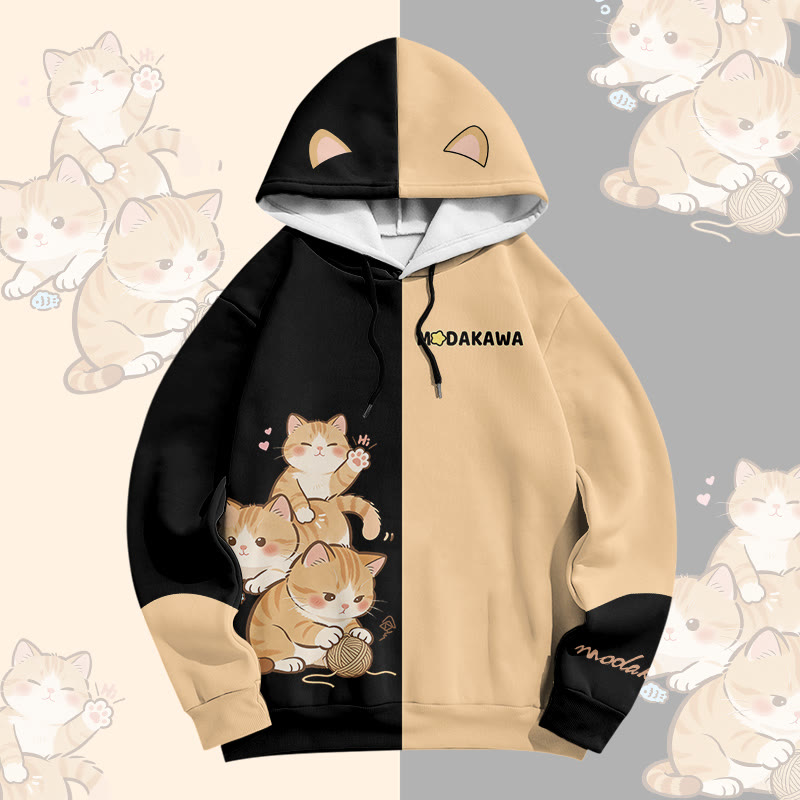 Cat Graphic Modakawa Pullover Hoodie - image 5