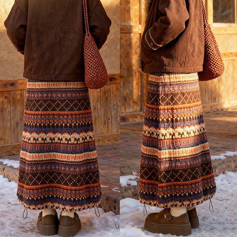 Vintage Fair Isle Lantern Midi Skirt - image 4