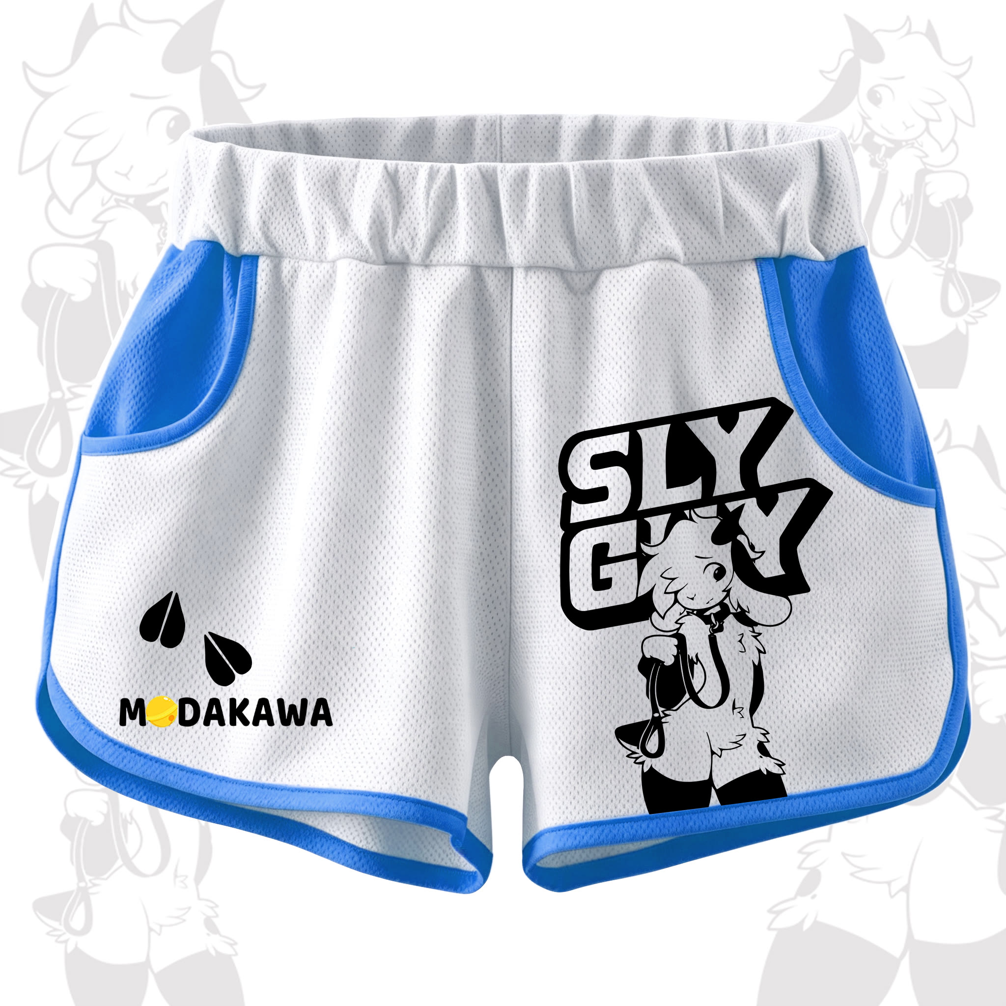 MODAKAWA X zarckets SLY GUY Anime Goat Print Casual Shorts - Blue - 5XL - image 5