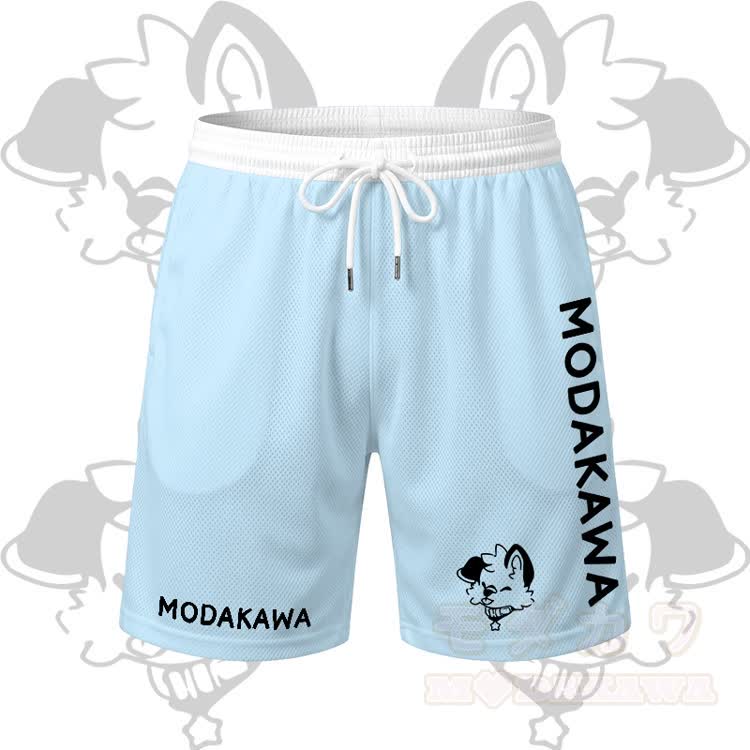 MODAKAWA X popipeko Tongue Out Pupppy Graphic Men's Sports T-shirt Drawstring Shorts Matching Outfit - Blue Shorts - 5XL - image 8