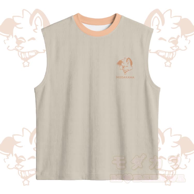 MODAKAWA X popipeko Puppy Graphic Sports Sleeveless Quick Dry Tank Top Shorts Matching Outfit - Khaki Top - 5XL - image 7